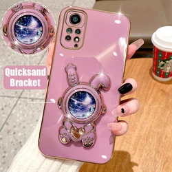 Quicksand Astronaut Plating Phone Holder Case For Xiaomi Redmi Note 11 7 8 9 10 12 Pro Max 10s 9s 11s 9 9A 9T 9C 10C Stand Cover