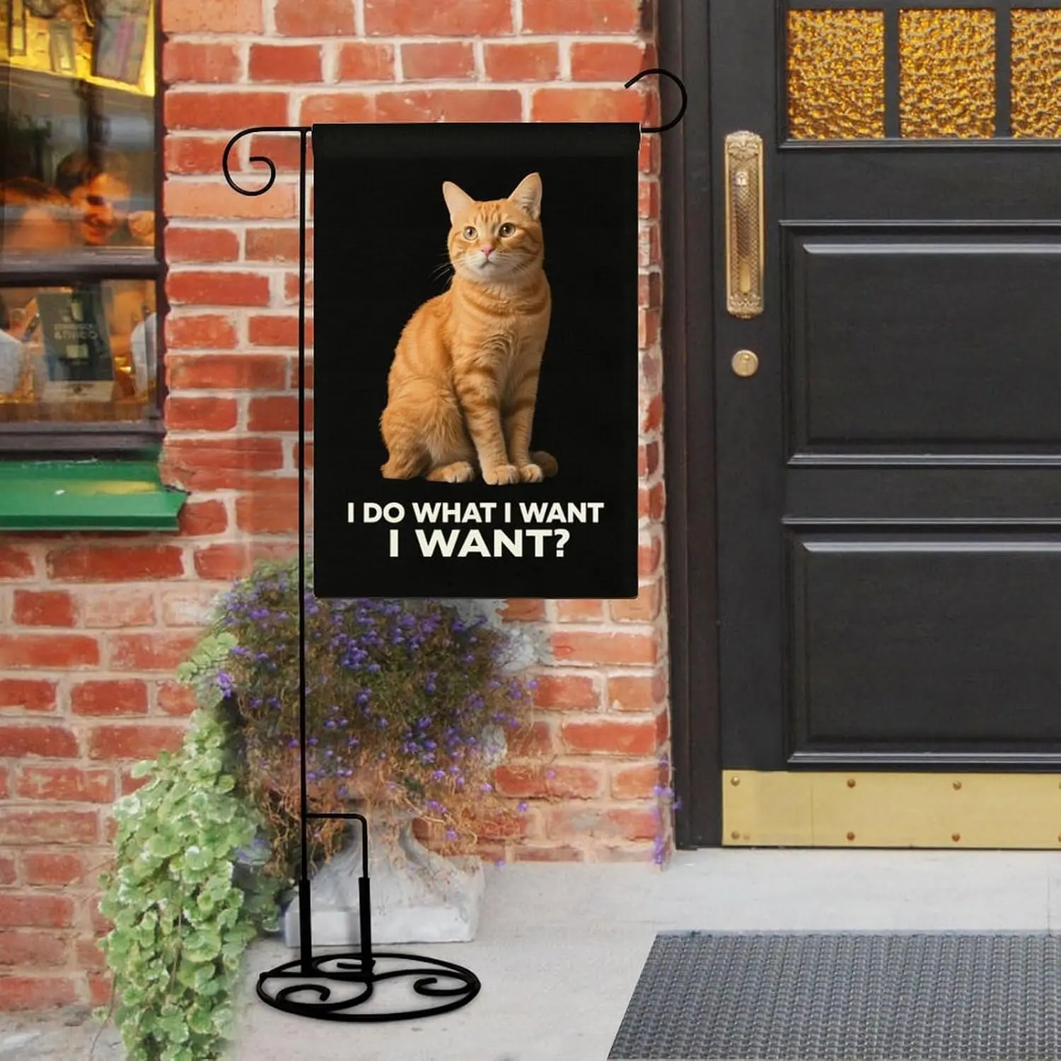 I Do What I Want to Do Fun Orange Cat Garden Flag Double Sided Small Flag for Outdoor 12x18 Inch Welcome Holiday Decorations ZZM