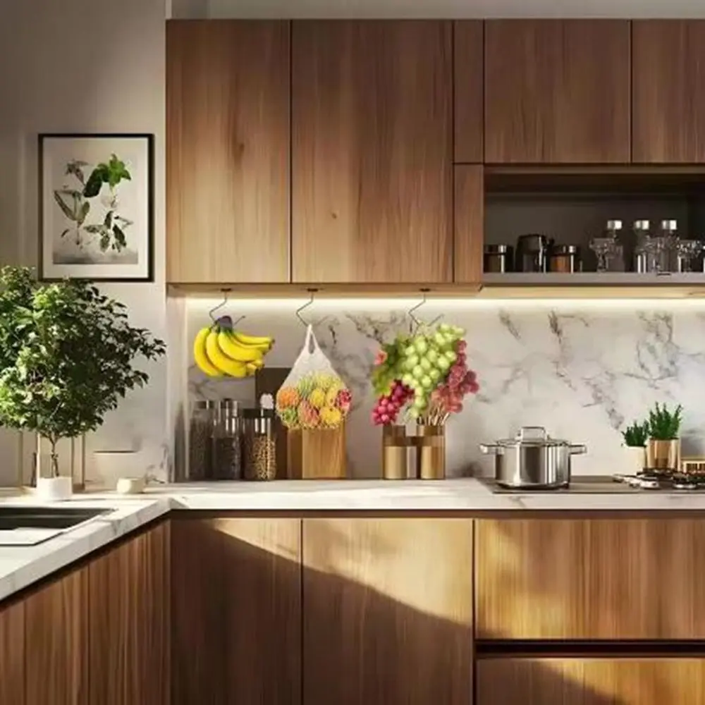 

2Pcs Metal Foldable Banana Holder Strong Load-bearing Easy to Install Utensil Storage Hook Space Saving Keep Bananas Fresh