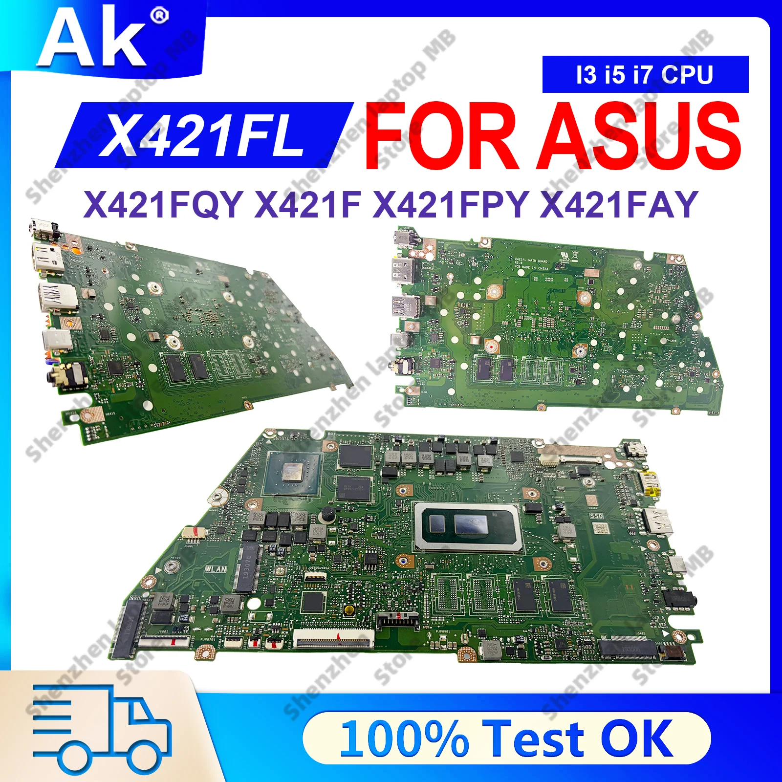 Für ASUS X421FL X421FPY X421FQY X421F X421FAY I421F R421F V4050F S433F Mainboard mit 10. Gen I3 I5 I7 X421FL Laptop-Motherboard
