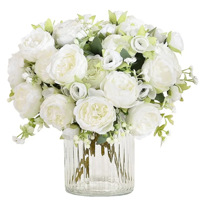 

5 Packs Peonies Artificial Flower Silk Peonies Flowers Fake Peony Bouquet for Centerpiece Table Wedding Party Home Decor