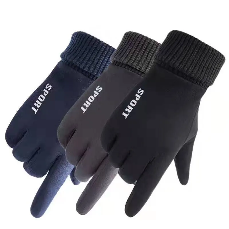 Men Winter Windproof Coldproof Velvet Touch Screen Gloves Waterproof Thermal Non Slip for Outdoor Riding Cycling Motorcycle