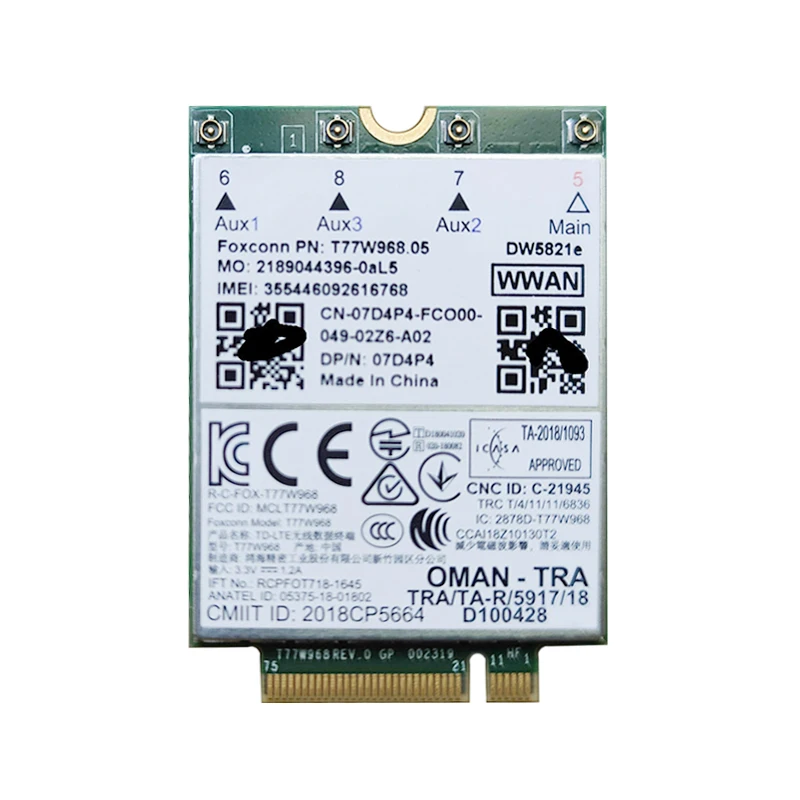 

T77W968 DW5821e LTE Cat16 GNSS 5G WWAN Card Module for Lattitude 5420 5424 7424 Rugged Latitude 7400 / 7400 2-in