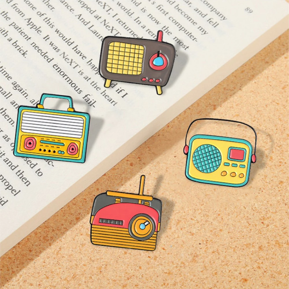 Vintage Collection Enamel Pin Radio TV Walkman Brooches Backpack Clothes Lapel Pin 80s 90s Badge Jewelry Gift for Friends