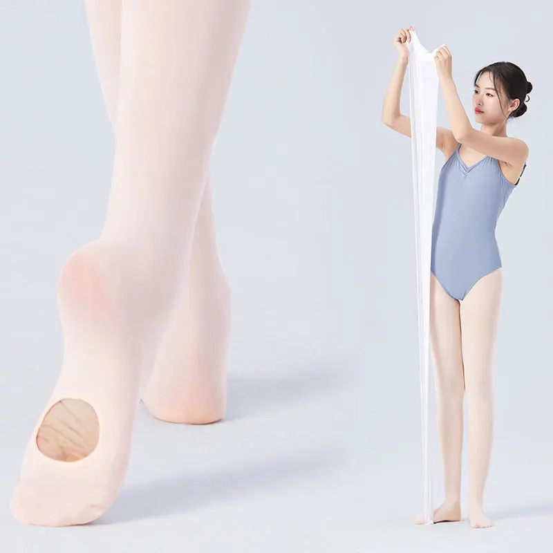 Girls Woman Ballet Tights 60D Convertible Tights Ballet Stockings Ballet Leggings Dance Tights Seamless Pantyhose with Hole