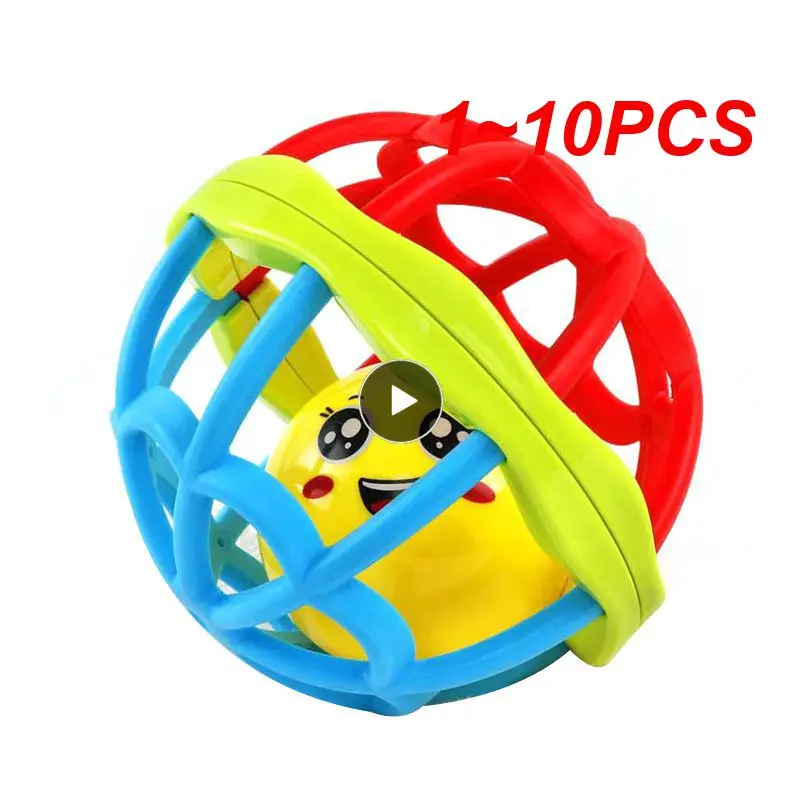 

1~10PCS Baby Ring Rattle Ball Hand Knocking Bite Soft Rubber Cartoon Bee Colorful Early Educational Sensory Soft Bell Early