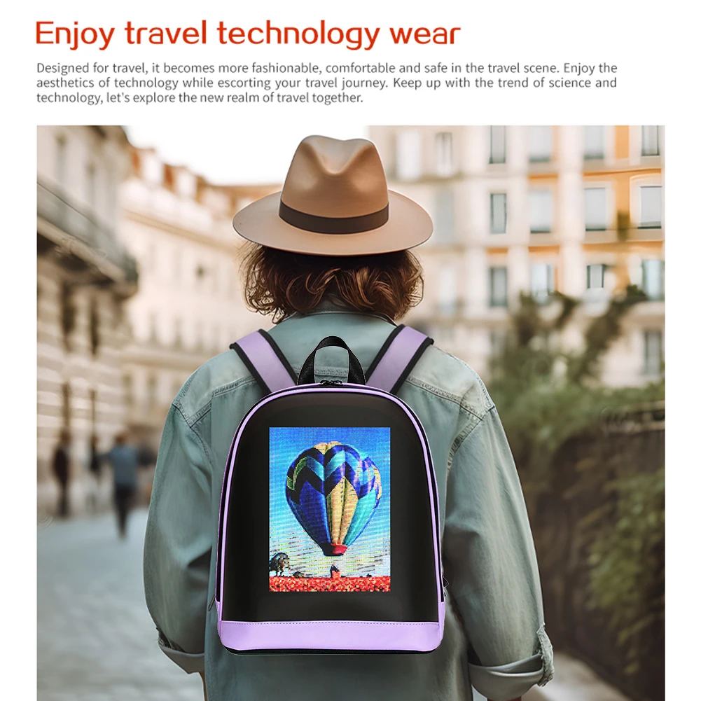 LED Advertising Backpack APP Control Motorcycle Backpack Waterproof Advertising Business Bag for Outdoor Travel