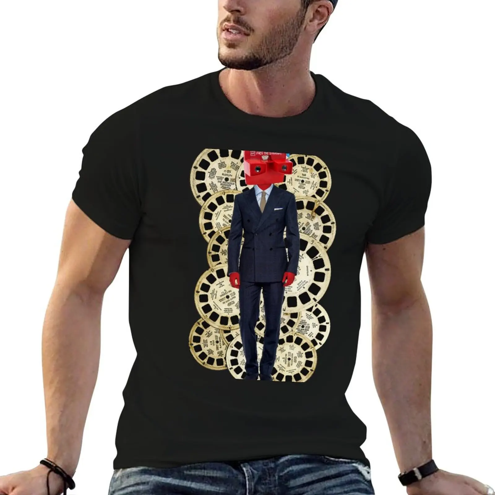 Camiseta 3D Viewmaster, camiseta de algodón, camisetas divertidas 100%, camiseta de algodón 100% para hombre
