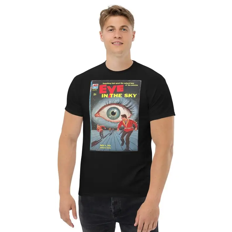 Auge am Himmel Comic T-Shirt Herren Baumwolle T-Shirt O-Ausschnitt T-Shirts Kurzarm Kleidung große Größe