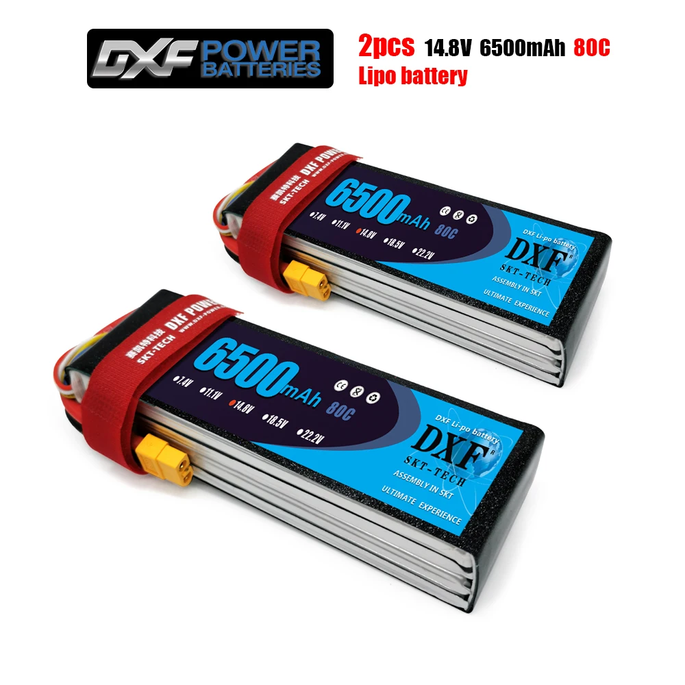 2PCS DXF 7.4V 7.6V 11.1V 15.2V 14.8V 22.2V 2S 3S 4S 6S 5200Mah 6300Mah 6500mAh 6200mAh 6750mAh 8000mAh 7000mAh Lipo Batteries