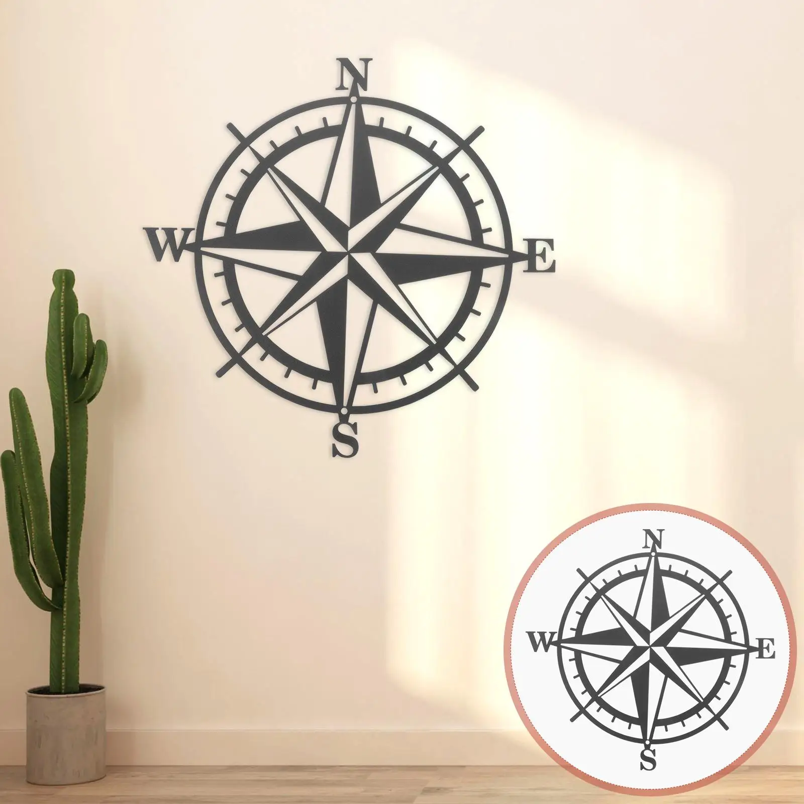 

Compass Wall Decor Iron Sculpture Map Nautical Bathroom Living Room Outdoor Metal ornament decoration safe long term