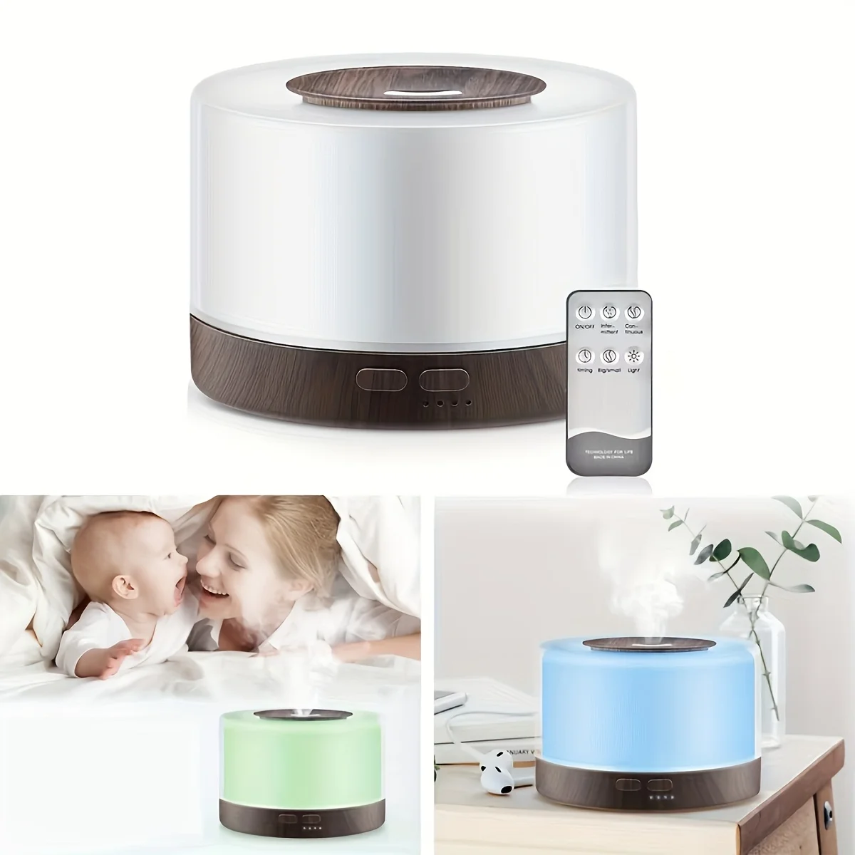 Diffusore di olio essenziale AromaMist Premium da 16.91 once-umidificatore di qualità dell'aria con telecomando, Timer, spegnimento automatico di sicurezza per interruttore