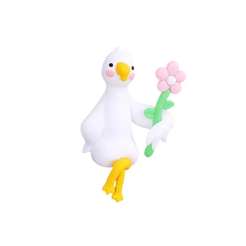 1/4Pcs Cute Resin Mini Goose Figurine Desktop Ornament For Computer Monitor Car Dashboard Photo Frame TV Decor