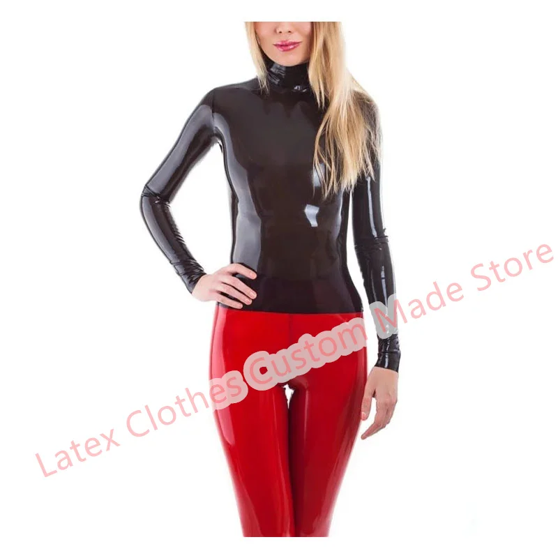 

Латексный топ ручной работы, резиновый костюм, женские костюмы для косплея, черные колготки на молнии спереди, пальто с короткими рукавами, размеры XS-XXL