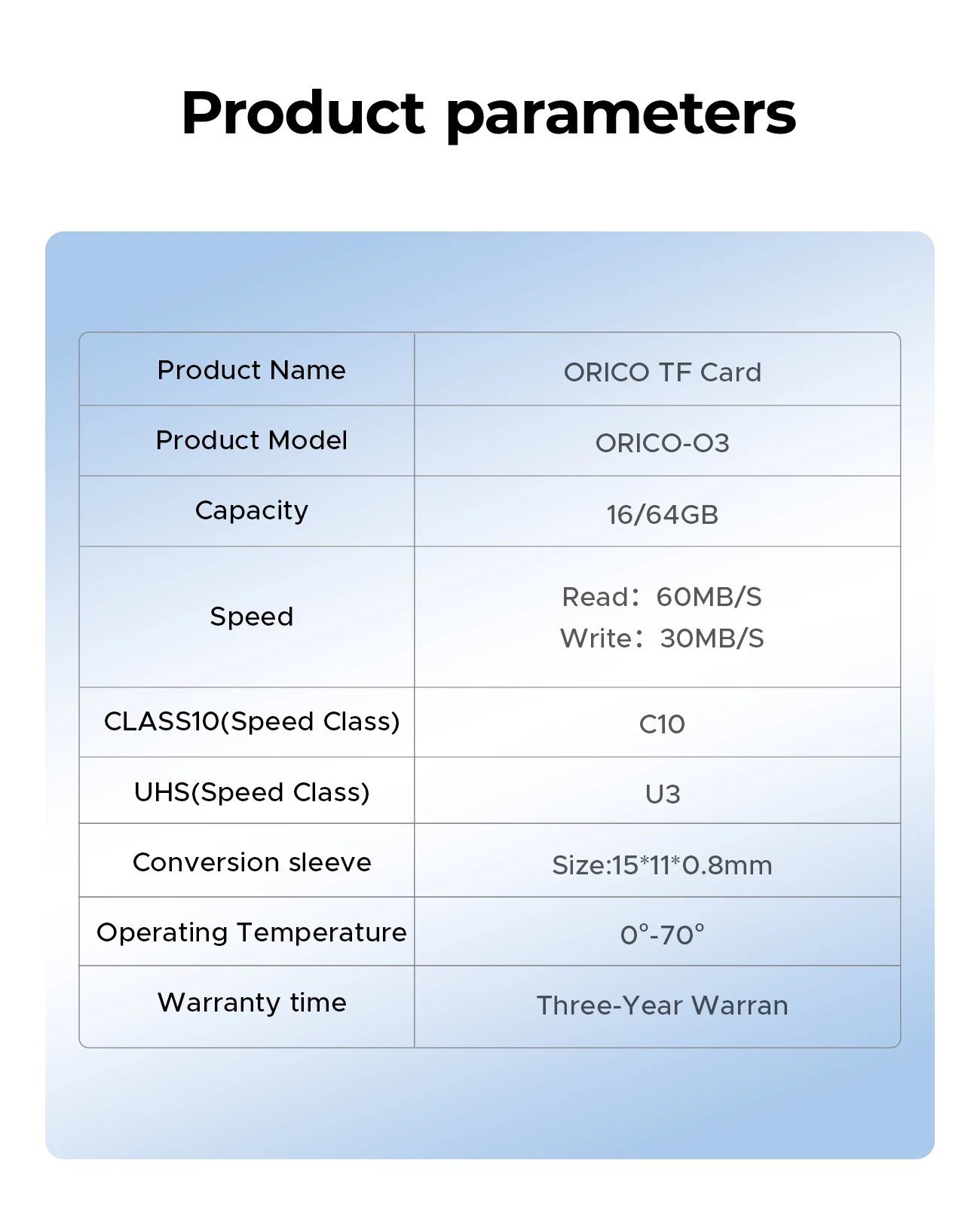 ORICO microSDXC UHS-I-Speicherkarte, 70 MB/s Lesegeschwindigkeit, 60 MB/s, 4K UHD-Aufnahme, U3, Klasse 10, V30, A1, Micro SD für Kamera, 32 GB, 64 GB – Detail 10