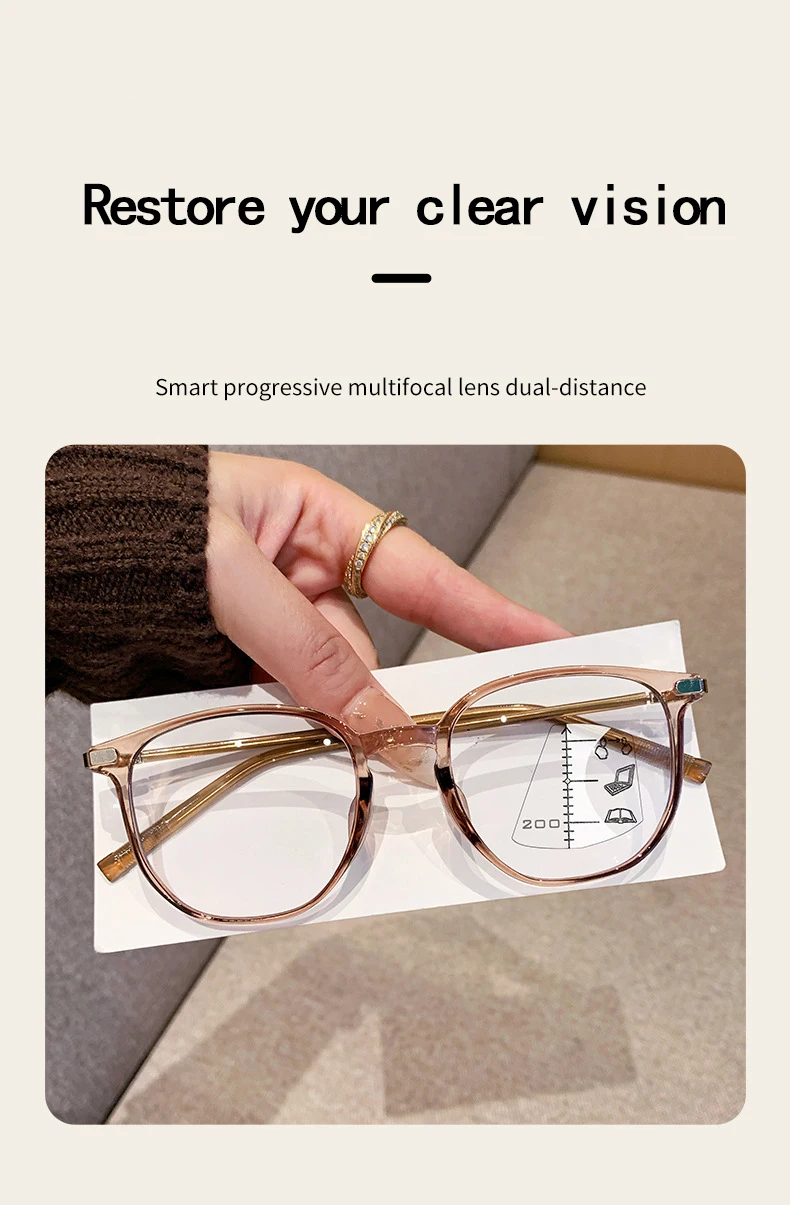 Multifokale Anti-Blaulicht-Lesebrille für Erwachsene. Doppelfunktionsbrille zum Lesen sowohl in der Nähe als auch in der Ferne.8110 – Detail 3