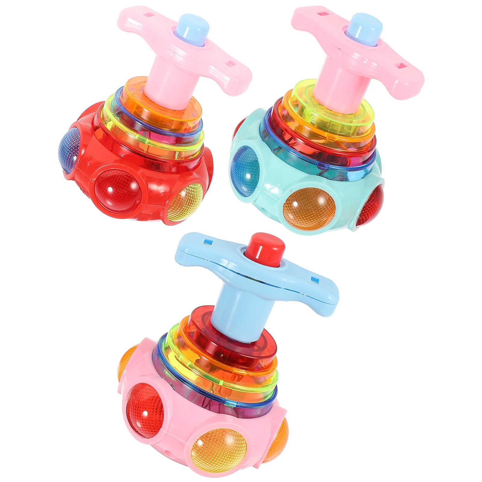 3 Pcs Round Watercolor Sponges Music LED Gyro Girl Game Kids Top Tops for Child