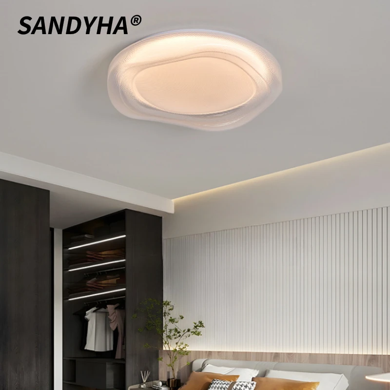 

SANDYHA Modern Minimalist Bedroom Ceiling Light Circular Acrylic Lampshade Design LED Lamp Living Room Study Lighting Fixtures
