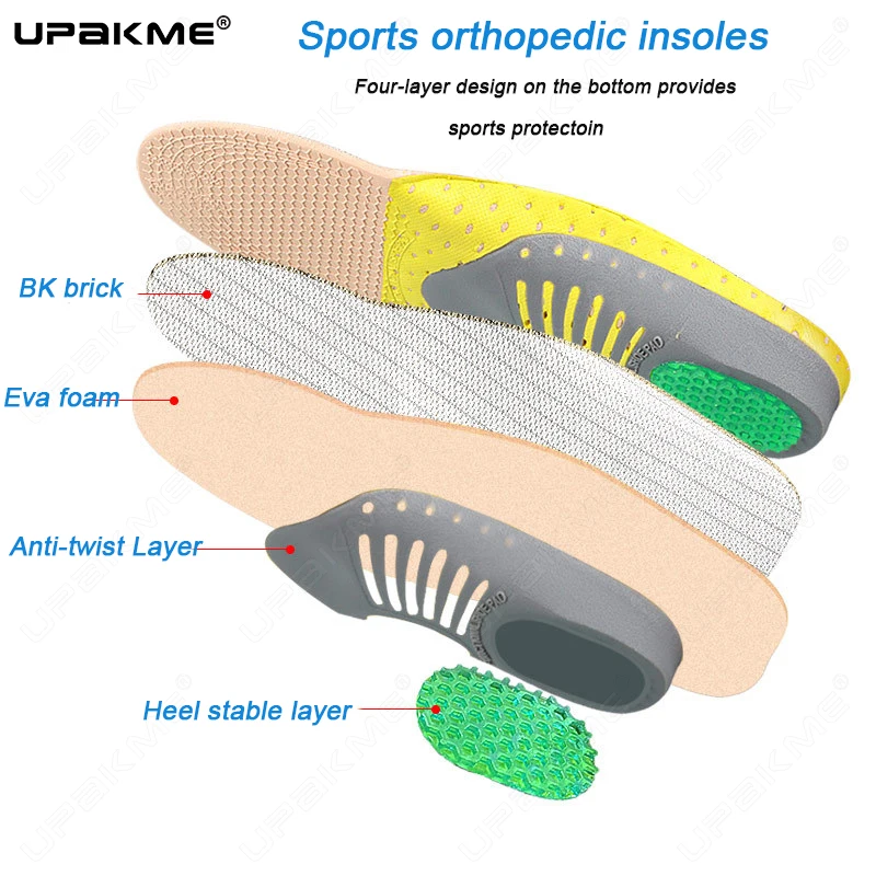 UPAKME Orthopedic Insoles EVA Orthotics Flat Foot Health Soles Pad for Shoes Inserts Arch Support Pads for Plantar Fasciitis Men