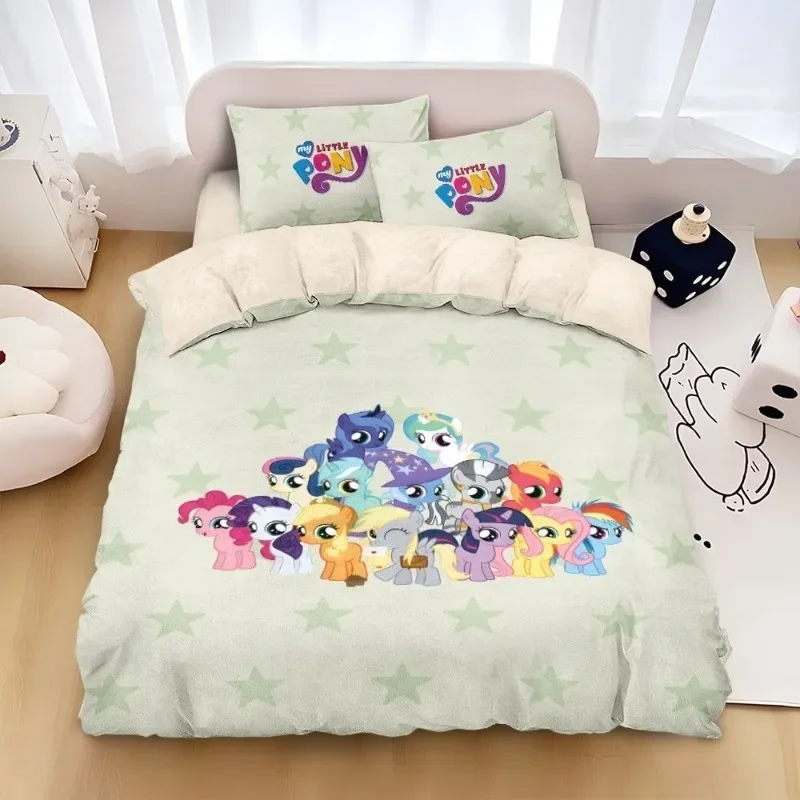 My Little Pony Anime Milk Velvet Four-piece Set Cute Cartoon Quilt Cover Sheet Three-piece Set Household Products Gift Wholesale