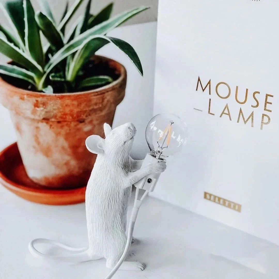 Dropshipping nórdico hogar habitación ratón lámpara de mesa LED estilo moderno escritorio mesita de noche luces decoración de la habitación del hogar iluminación lámpara de escritorio