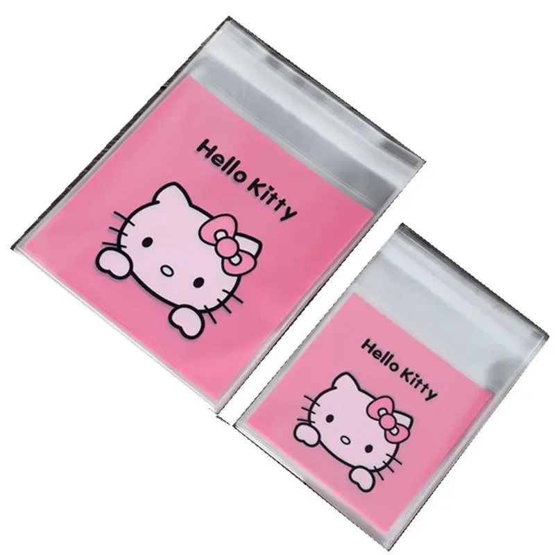 100pcs Hello Kitty Plastic Bags Reclosable Transparent Storage Bags Cartoon Food Seal Bag Small Jewelry Packing Accessories Gift