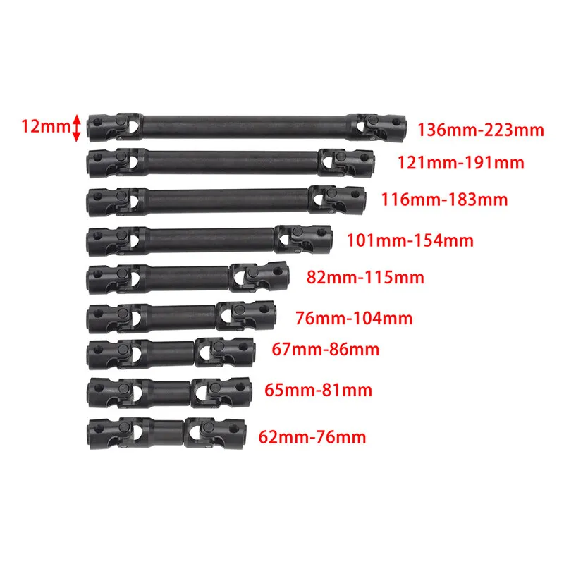 Wewnętrznego Spline stal hartowana wał napędowy 62mm-136mm do 1/10 gąsienica RC oś samochodu SCX10 Wraith TRX4 RGT86100 przegub uniwersalny