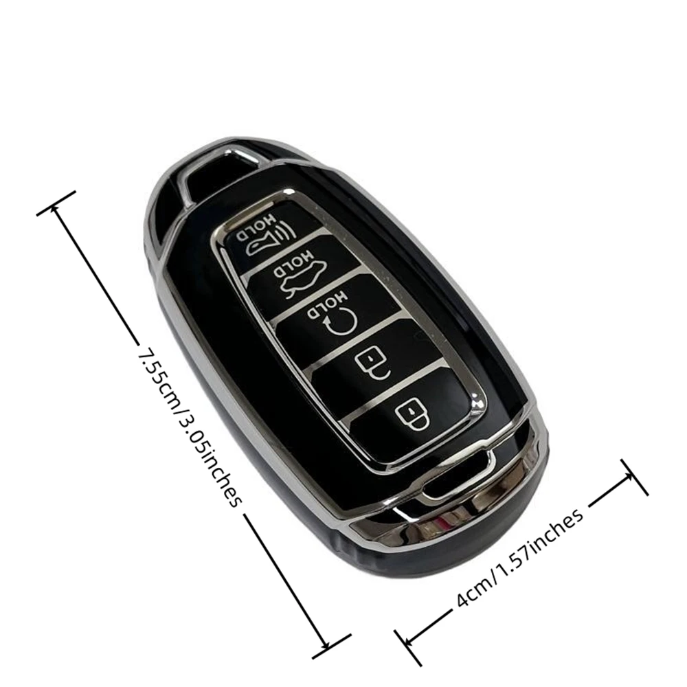 TPU Key Fob Cover with Keychain Lanyard for Hyundai Elantra GT Sport Santa Fe Palisade Kona