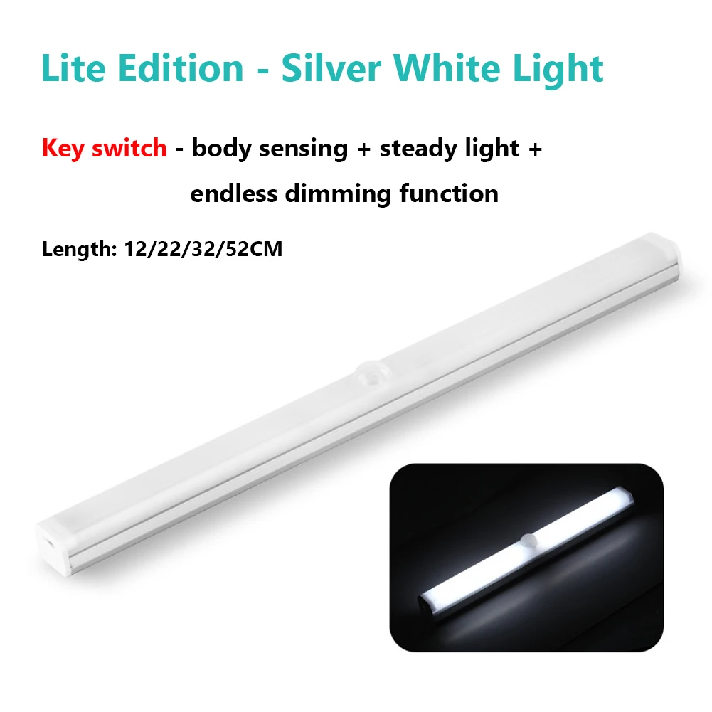 Smart LED Night Light USB Rechargeable Wireless Motion Sensor Closet Night Lamp Magnetic Cordless Light Bar For Wardrobe