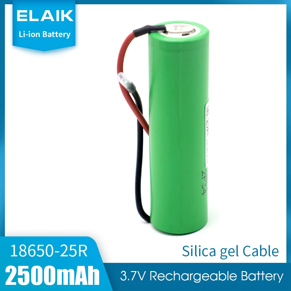 

5PCS 100% Original INR18650-25R 2500mAh Brand 18650 battery 2500mAh Rechargeable battery 3.6V INR18650 25R+DIY wire