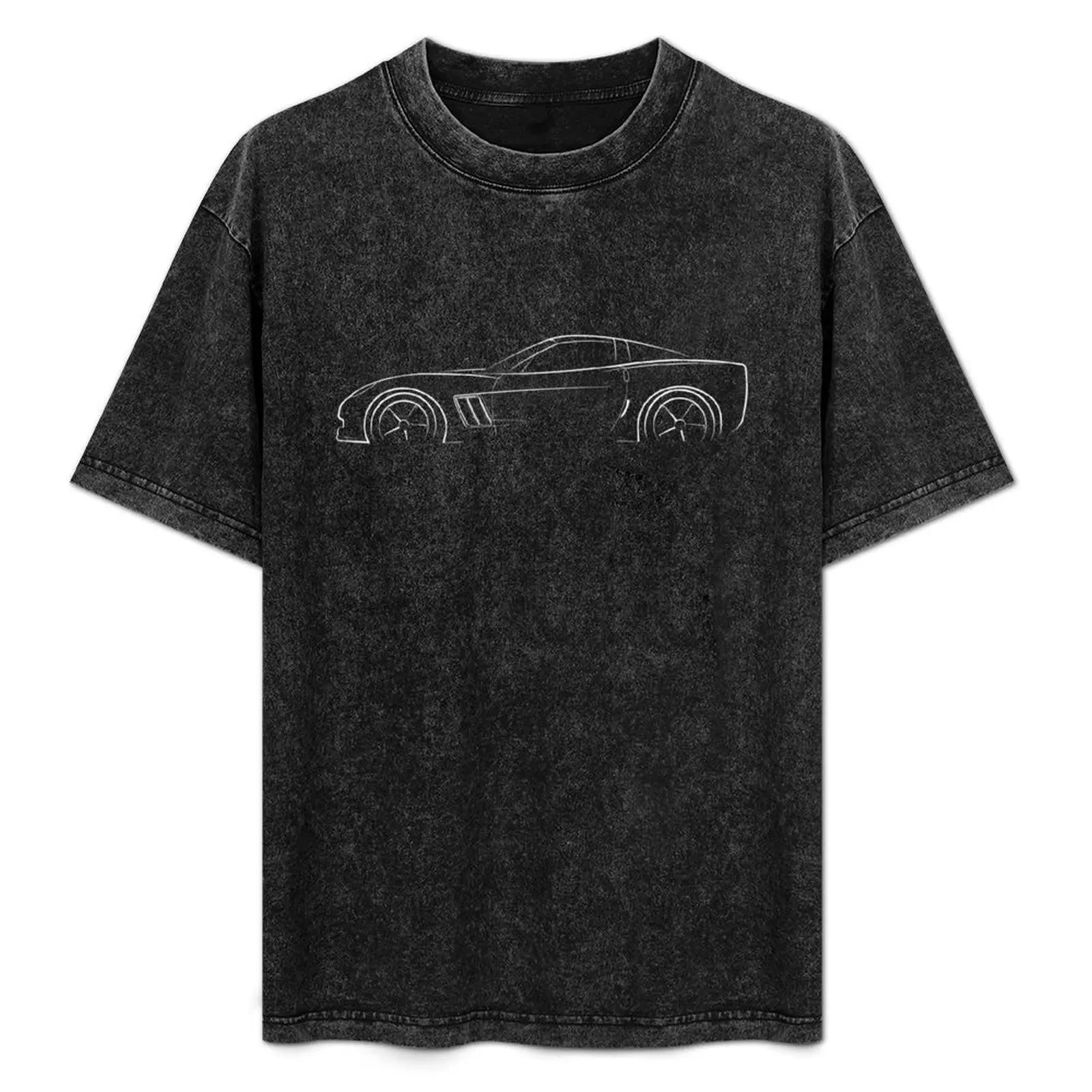 

C6 Corvette - profile stencil, white T-Shirt anime cute tops T-shirts for men cotton