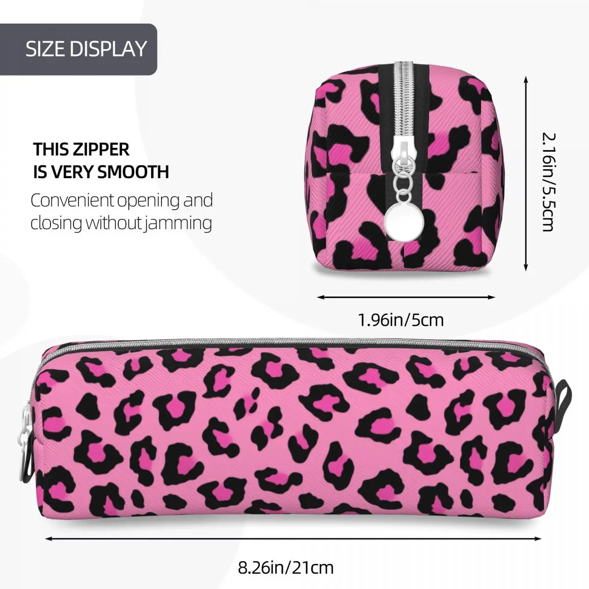 Imagem -04 - Estojos de Lápis Animal Leopardo Rosa Fun Pen Box Bolsa para Estudante Grande Capacidade Lápis Cosméticos de Escritório