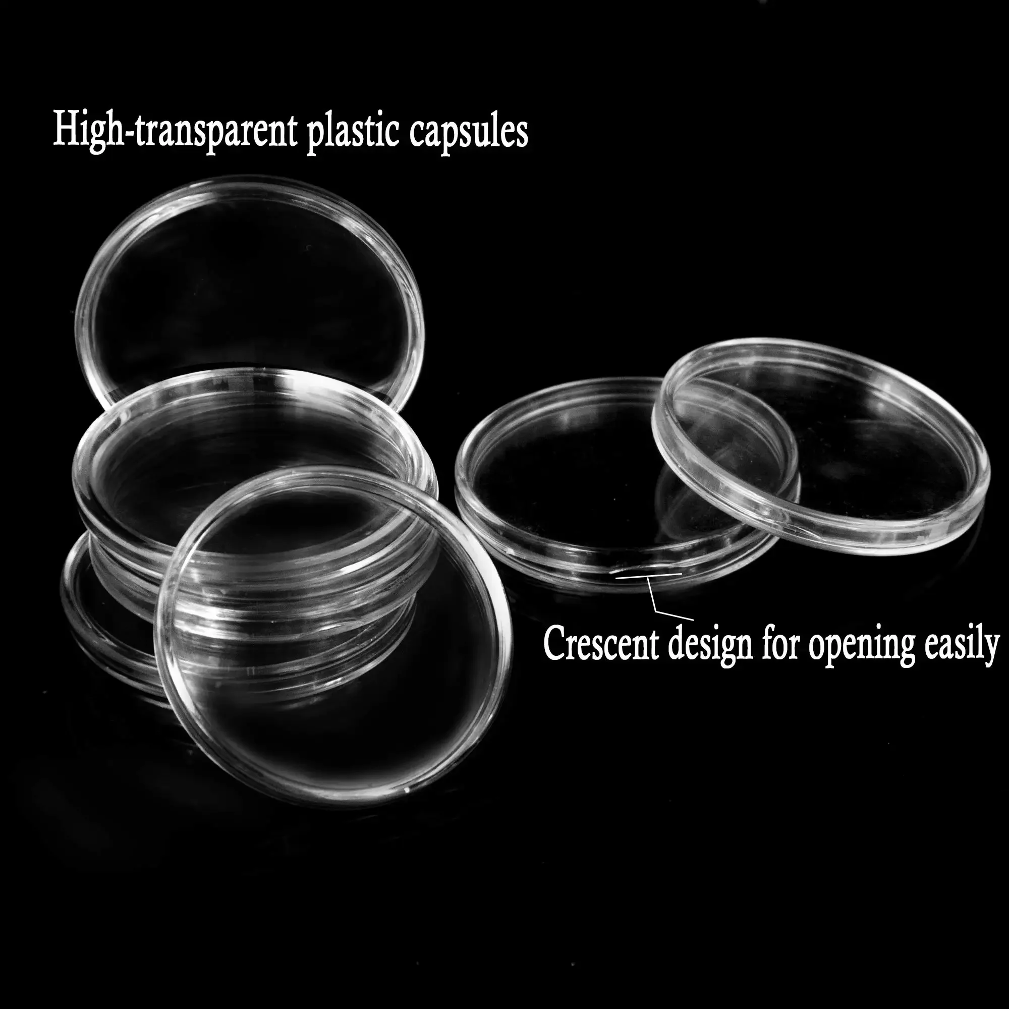5PCS 38.6mm Inside Height 0.3cm (for 2 Oz Silver Coins) Reusable Protective Collectibles Clear Round Coin Capsule Storage Case