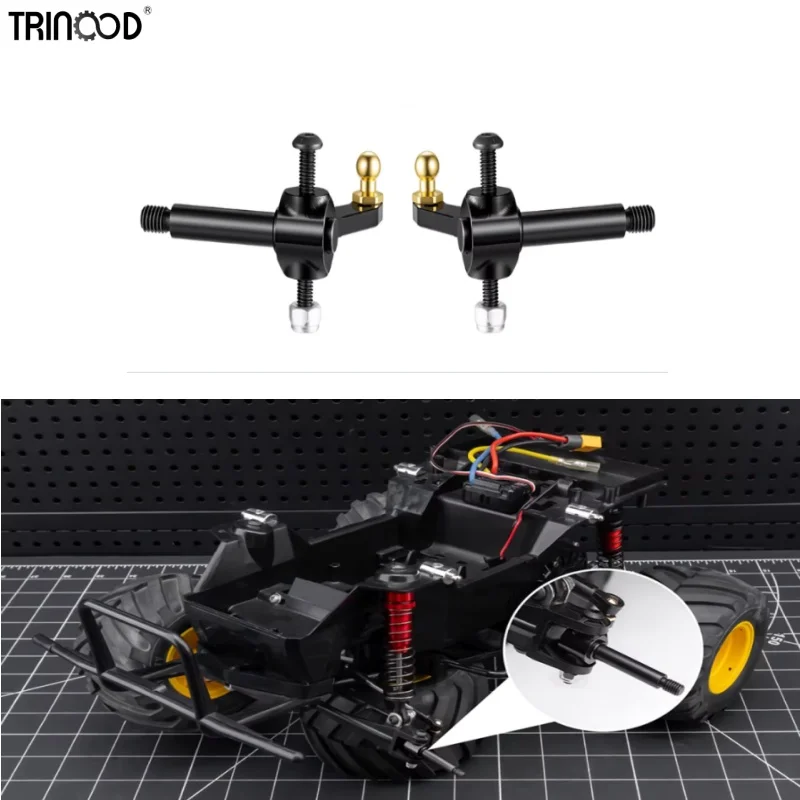 TRINOOD Metal Steering Knuckle Upright with Spindle Shaft for 1/12 Tamiya 57409 Lunch Box RC Monster Truck Upgrade Parts