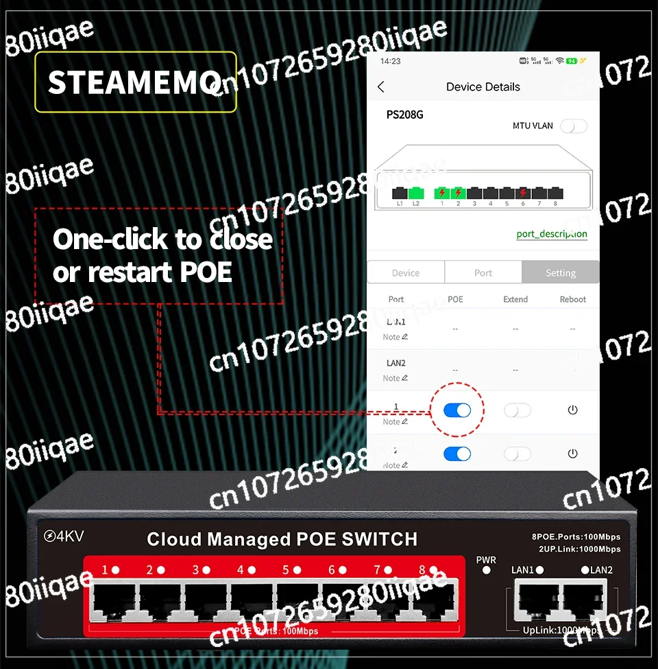 OEM/ODM cloud management 4/6/8/16 port POE switch L2 48v active POE IEEE 802.3 AF/AT management poe switch