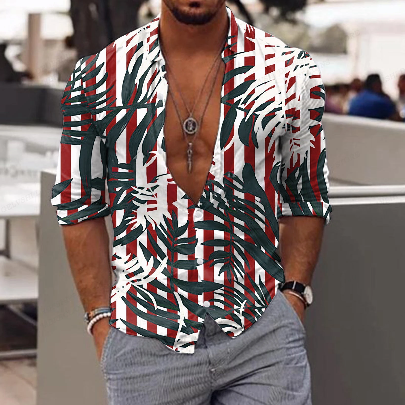 Men\'s Floral Shirt Tropic Leaf 3D Print Shirts Men Fashion Hawaiian Shirt Casual Beach Short Sleeve Blouse Men\'s Lapel Shirt Boy