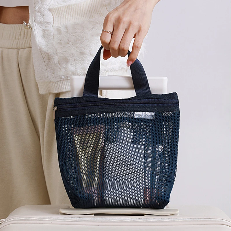 Portable Makeup Storage Bags Mesh Handbags Swimming Bath Bag Gym Sundry Storage Bag Travel Toiletry Bag