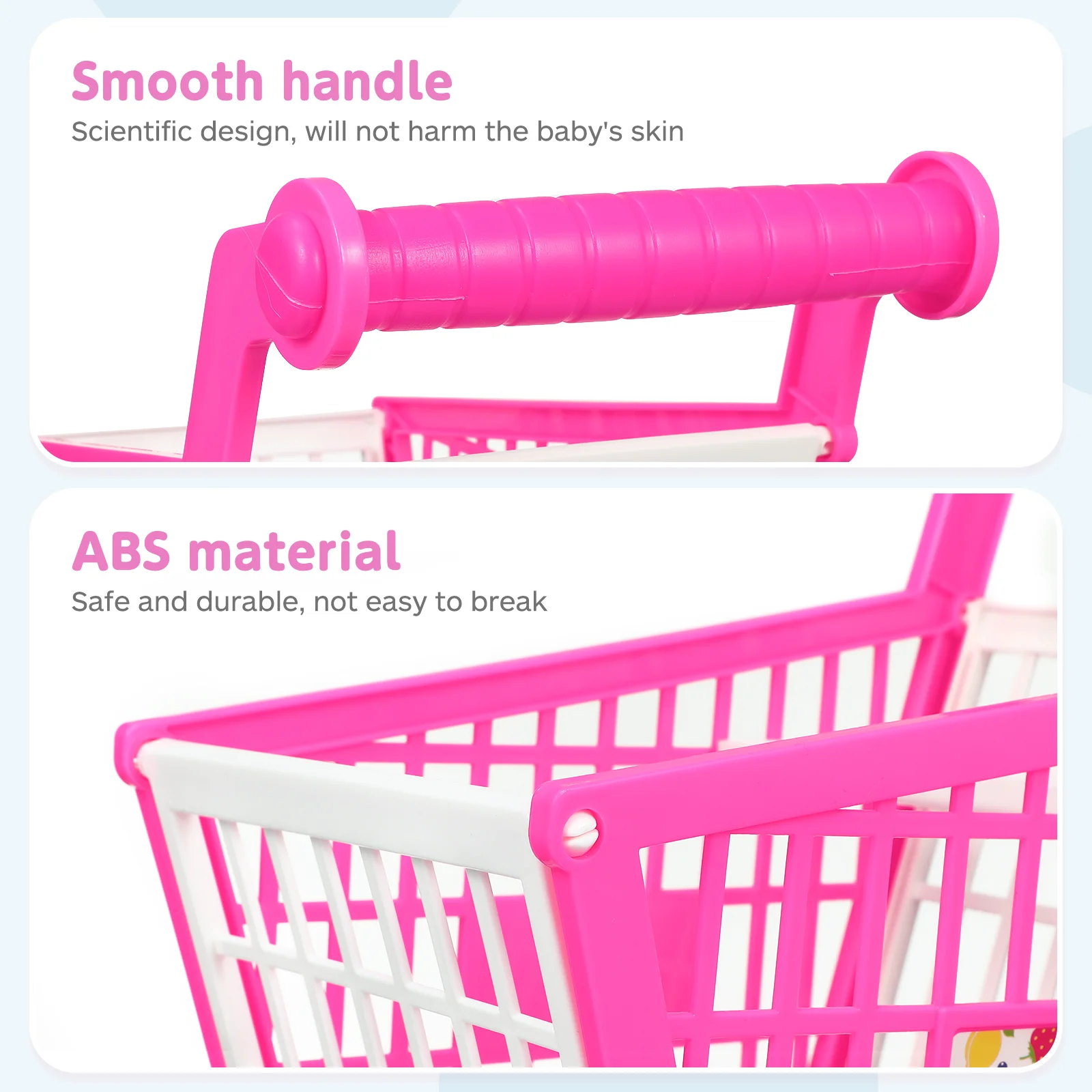 Kids Grocery Cart Simulation Shopping Baby Stroller for Mini Toy Carts Pink Supermarket Toys