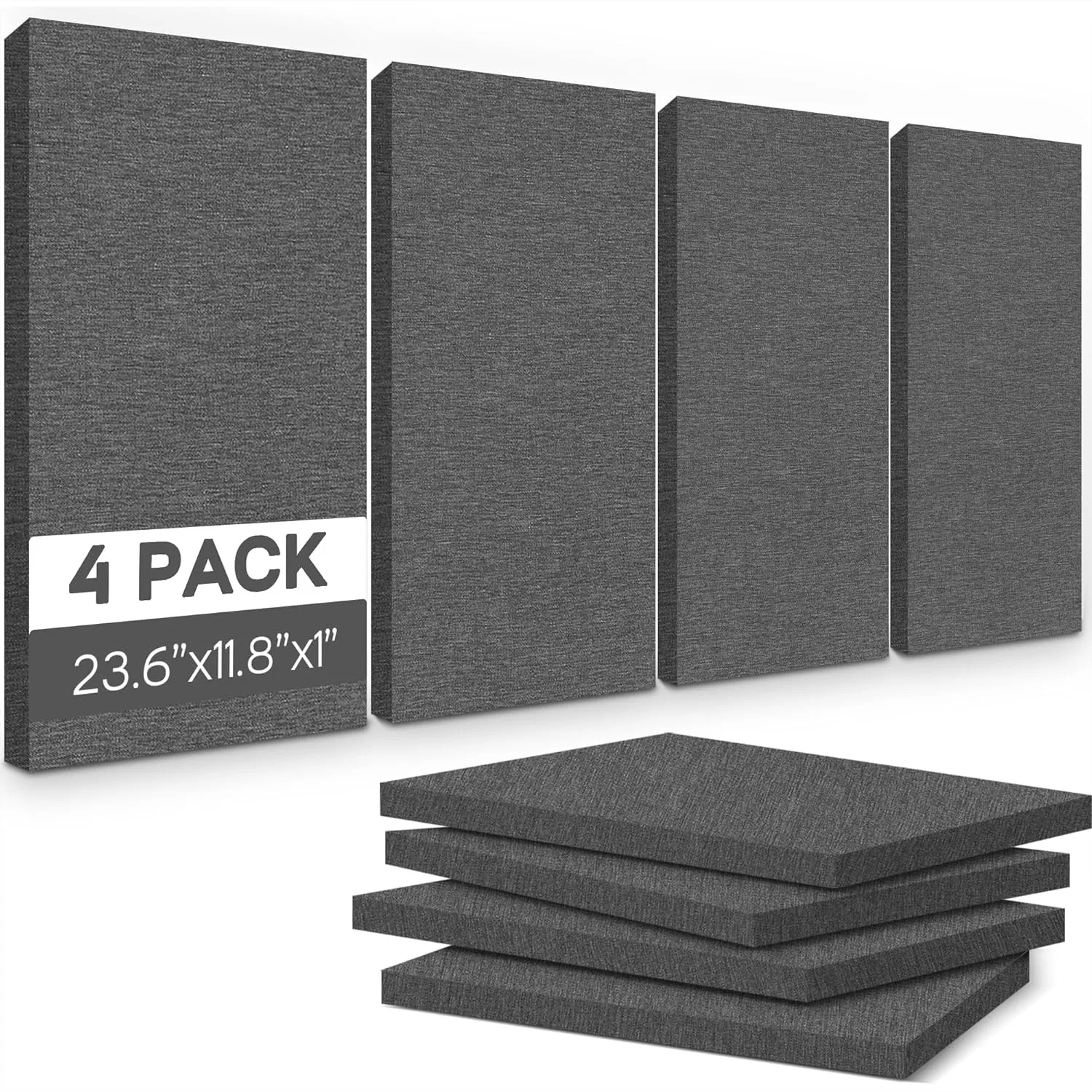 

Fabric Acoustic Panels 4 Pack, 23.6"x11.8"x1" Self-Adhesive Soundproofing Panels for Home Studio, Office, Living Room, Echo