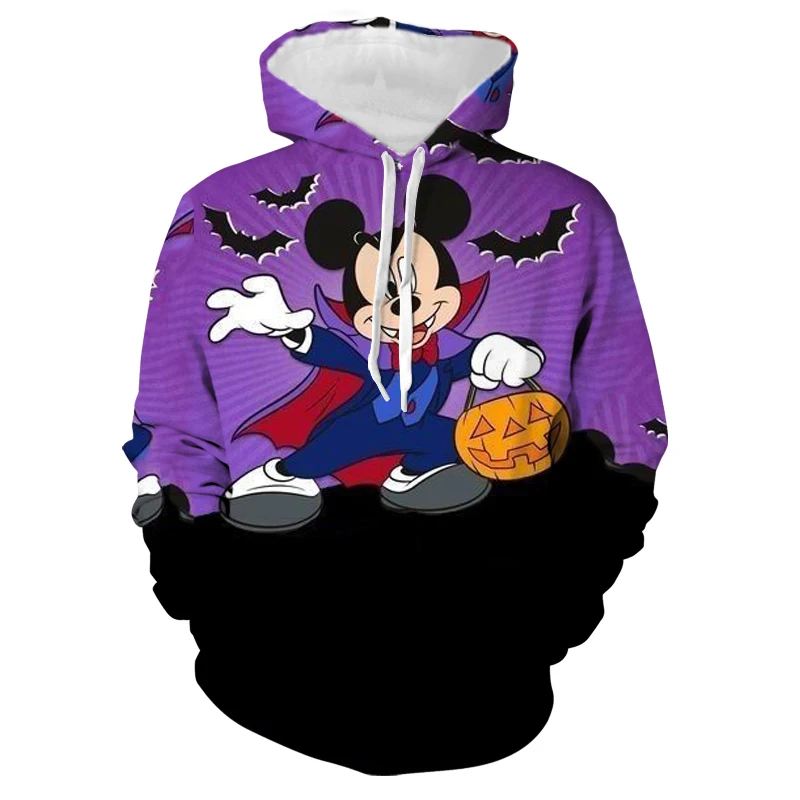 Disney Halloween Hoodie Autumn Men Women Cartoon Mickey Stitch Printed Hooded Clothing Fashion Coat With Hat Casual Streetwear