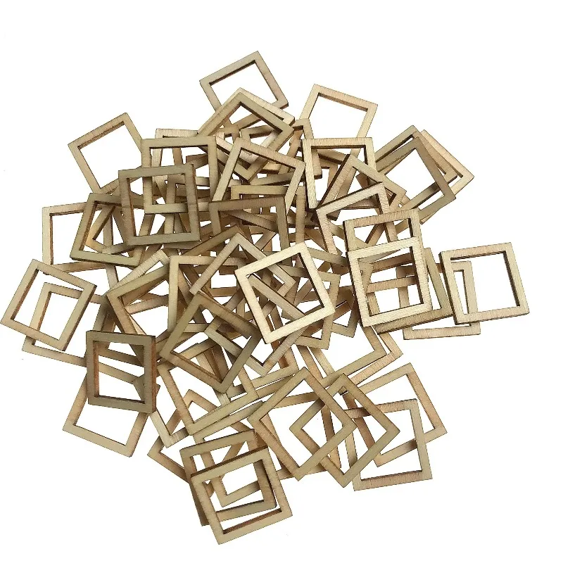100pcs Wooden Craft Flower Leaf Heart Shape Hanging Ornaments For Home Party Table Decoration DIY Scrapbooking Crafts