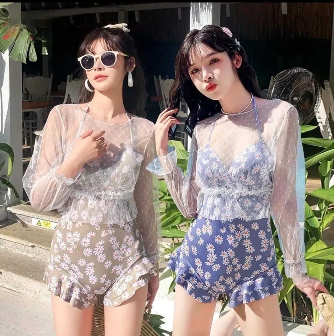 

One Piece Sexy Swimsuit Long Sleeved Swimsuit Soaking in Hot Springs Two-piece Set Slimming Swimsuit for Women
