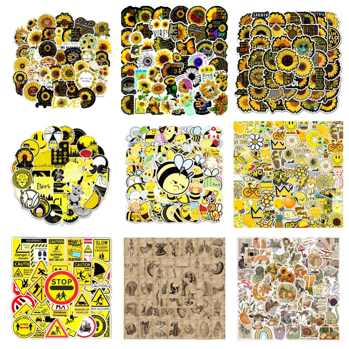 10/30/50 Uds nuevo girasol Graffiti pegatina impermeable tendencia creativa calcomanía decorativa taza de agua guitarra al por mayor