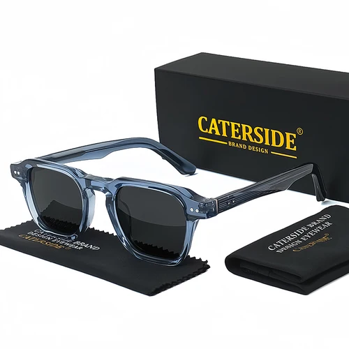 CATERSIDE gafas de sol polarizadas cuadradas para hombre, gafas de sol Retro con montura grande de acetato para mujer, gafas de sol Punk para conducir al aire libre, gafas de viaje UV400