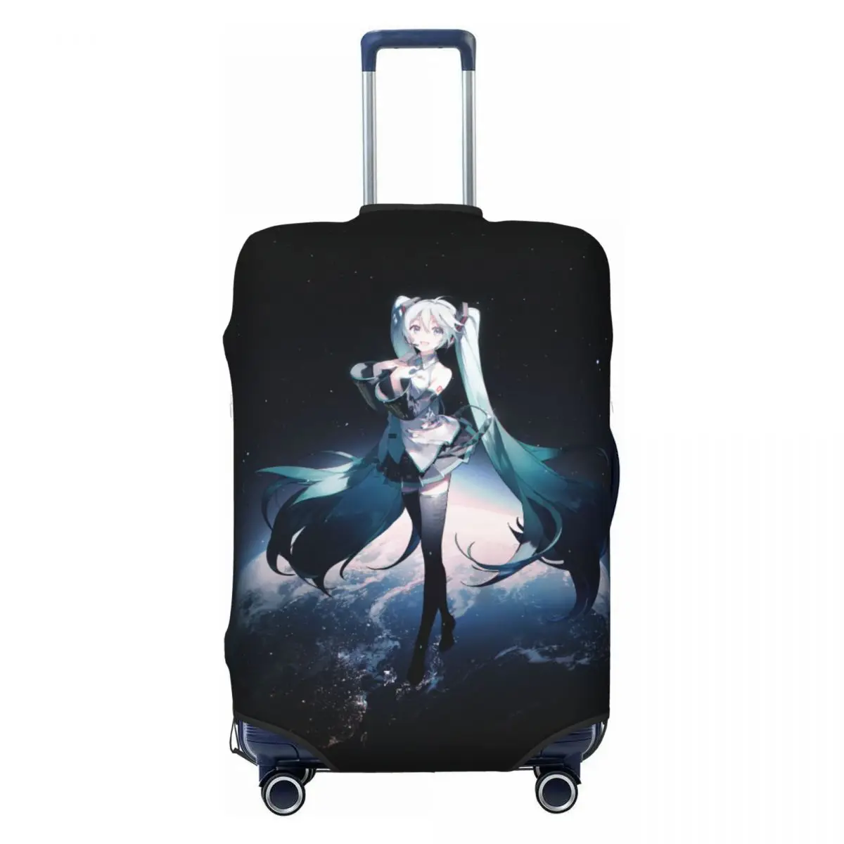 カスタム初音ミク-vocaloid-ロックアニメスーツケースカバー弾性荷物保護カバー-18-32-インチ用