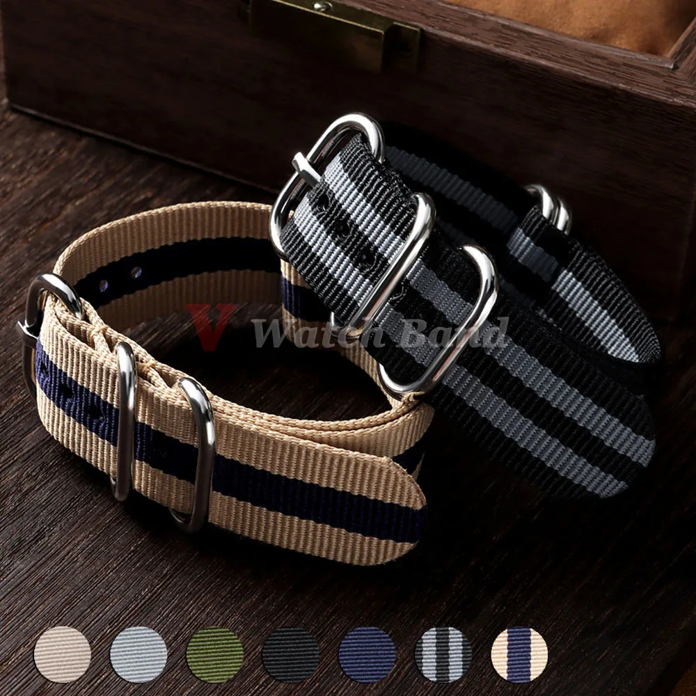 Bracelet de montre tressé en Nylon, vert, noir, gris, 18mm, 20mm, 22mm, 24mm, universel, pour hommes et femmes, Bracelet de montre de Sport