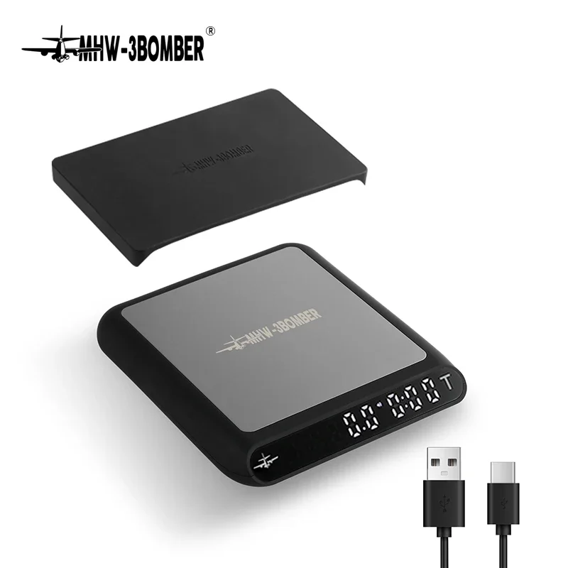 

Precision Coffee Scale MHW-3BOMBER Smart Espresso Scale with Timer USB Rechargeable Barista Kitchen Scale for Home Cafe Use