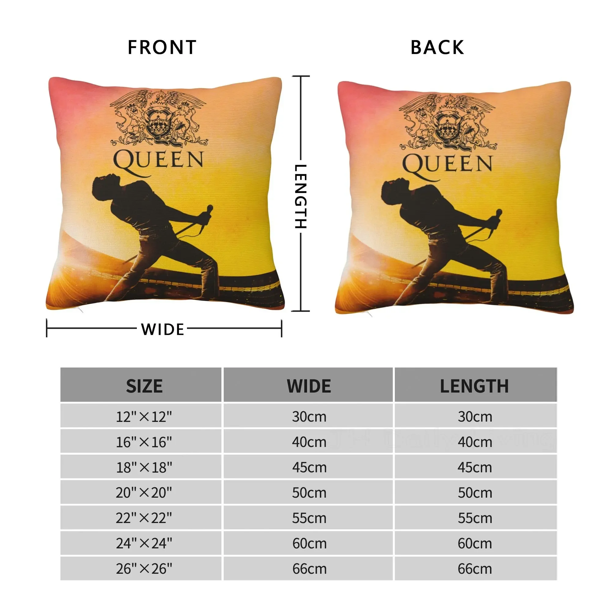 Freddie Mercury Queen Rock Band Cushion Cover Decorative Pillowcase Polyester Art Throw Pillow Case 18x18 Inch Home Sofa Decor