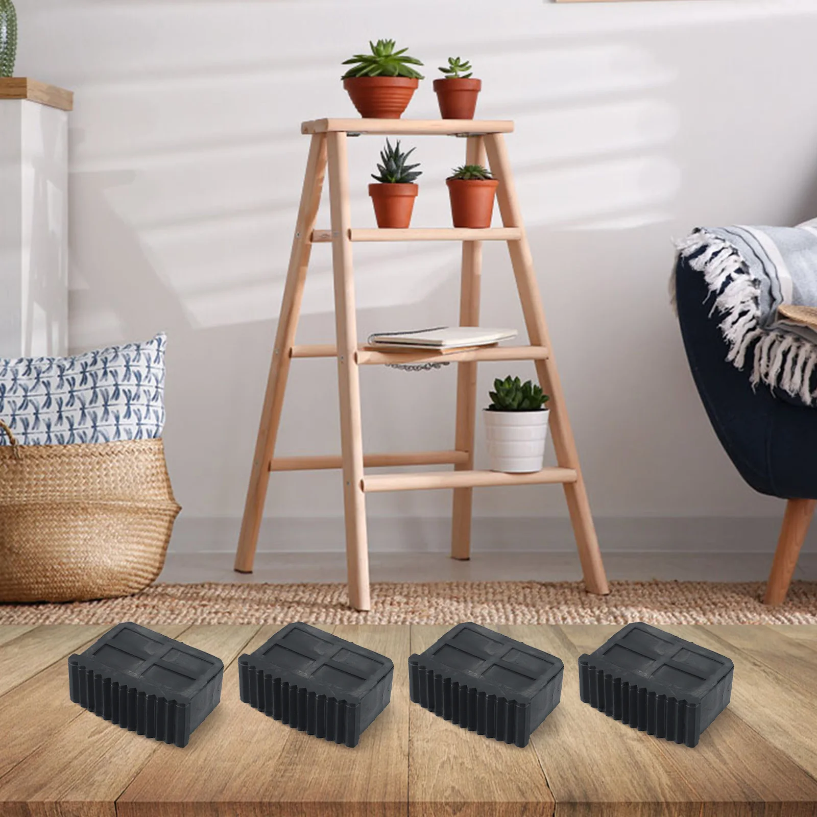 4 個の滑り止め折りたたみゴム製はしご脚足パッドフットカバー家庭用階段折りたたみ式ステップはしご滑り止め床用