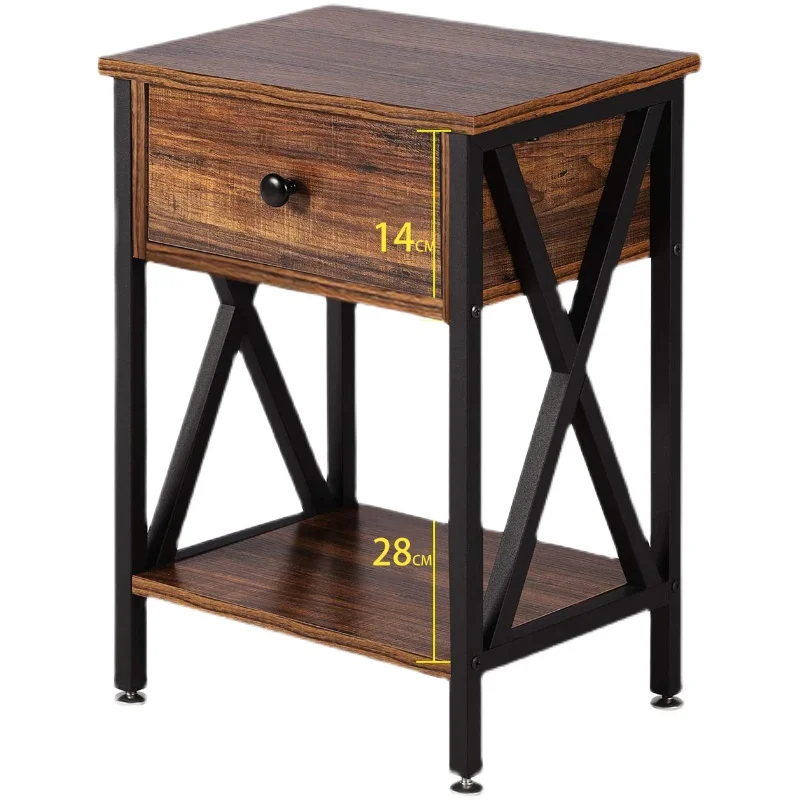 Bedside Table Metal Bedside Storage Rack with Drawer, Art Corner, Several Sides, Coffee Table, Sofa Corner Cabinet